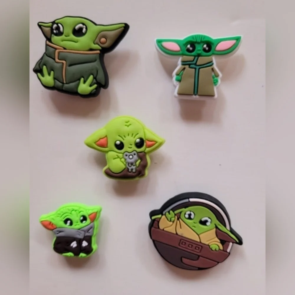 Shoe Charm Bundle 5 Baby Yoda Charms Pencil Case & Bracelet Works With Crocs